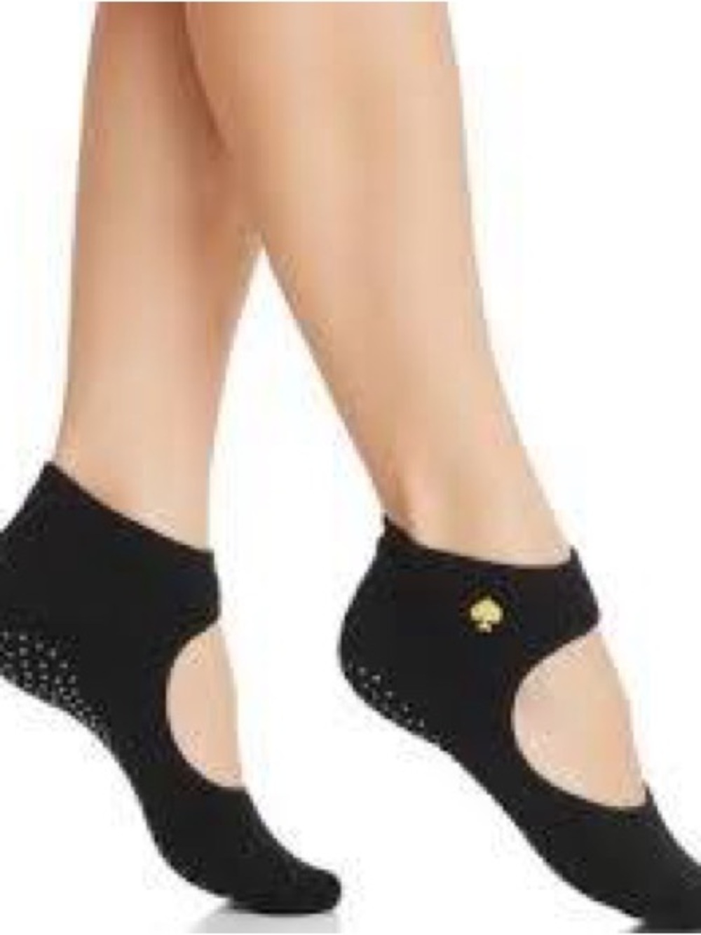 Black Women's Grip Barre Socks with Gold Accent